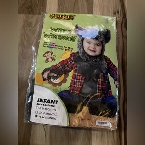Spirit Halloween  Wittle Werewolf Costume 18/24 M Shirt Pants Hood New In Pkg